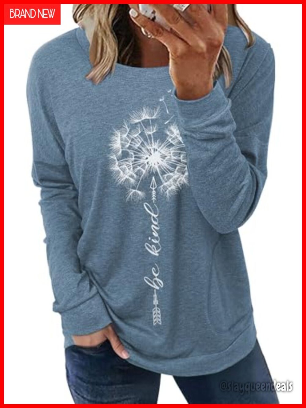 Womens Long Sleeve Tunic T-Shirt Oversized Pullover with Pockets